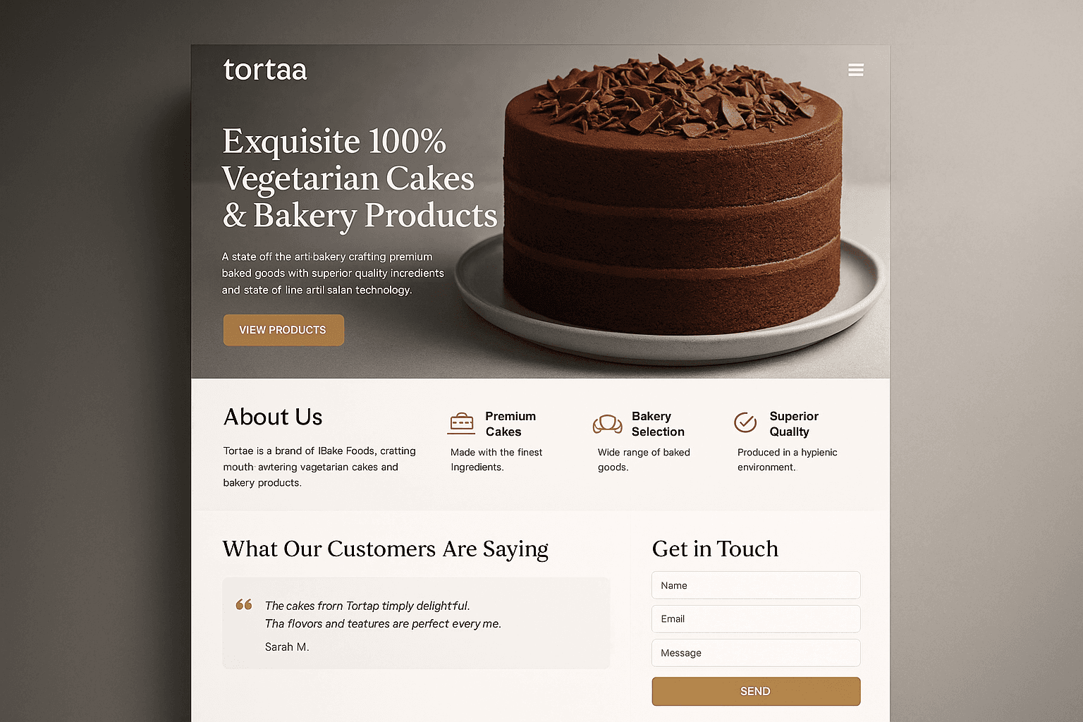 tortaa.com website mockup